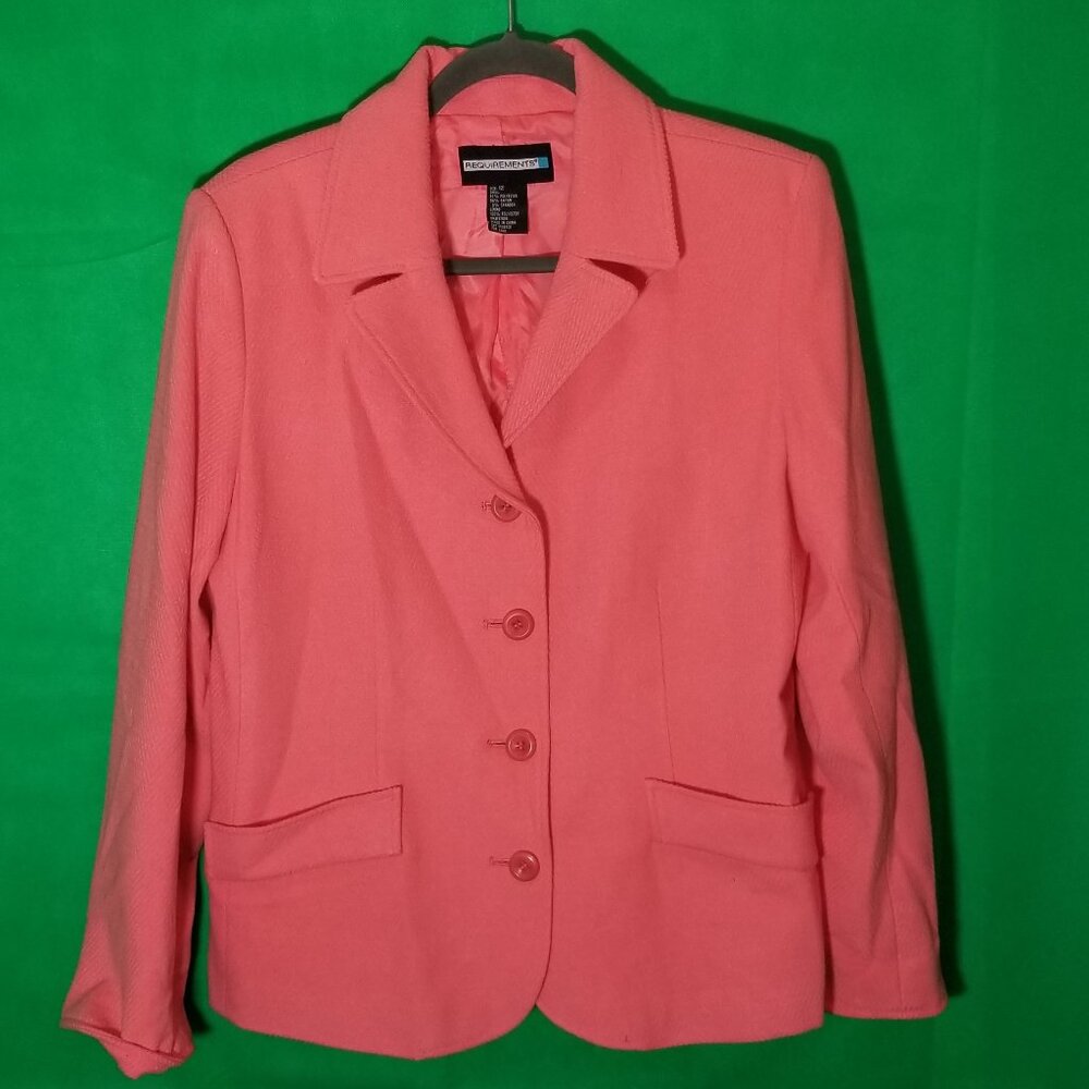 Requirements Women Size 12 Coral Blazer Preppy Retro Minimalist Business City‎